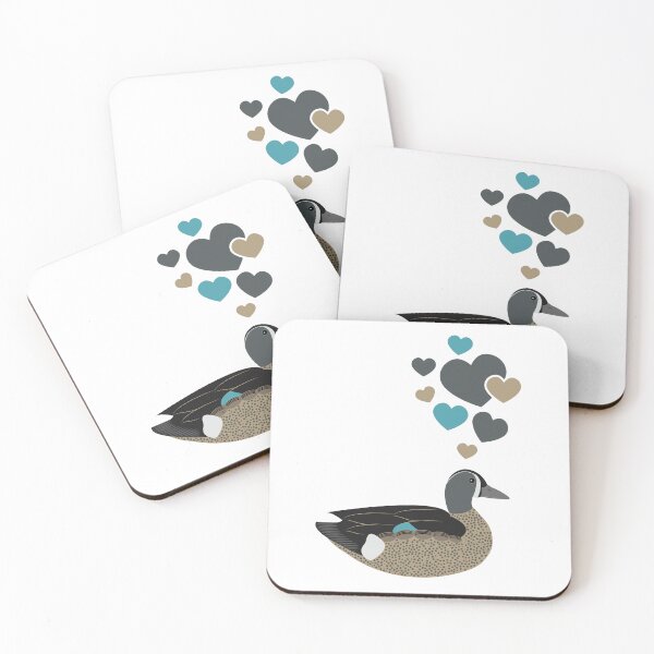Item preview, Cute Blue-Winged Teal Duck With Hearts designed and sold by eternallygifted.