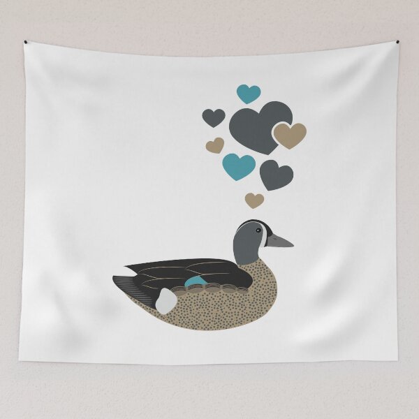 Item preview, Cute Blue-Winged Teal Duck With Hearts designed and sold by eternallygifted.