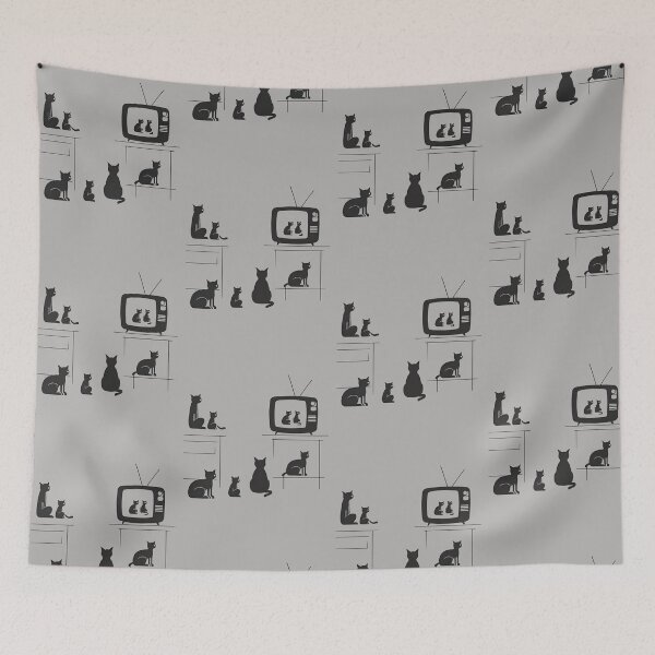 Item preview, Cat TV - Cats Watching TV, black and white cats designed and sold by abeautifulife.