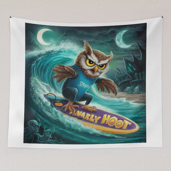 Item preview, FUNNY OWL  SURFING " SURFING LOVERS  designed and sold by Obinne.