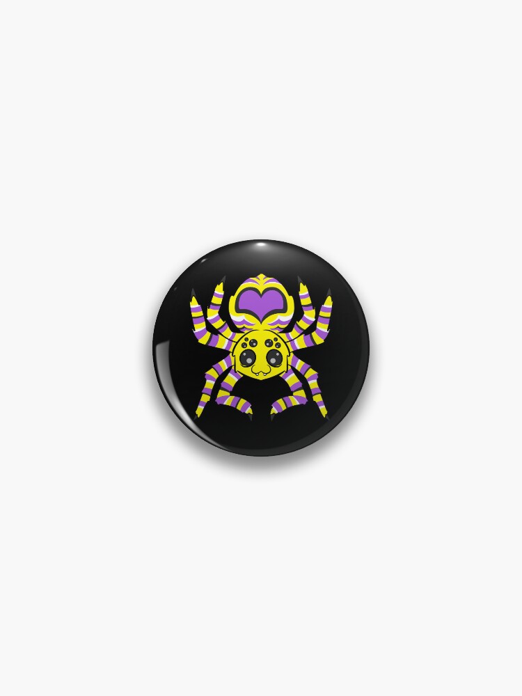 Thumbnail 1 of 3, Pin, Nonbinary Pride Spider designed and sold by JaxSabertooth.