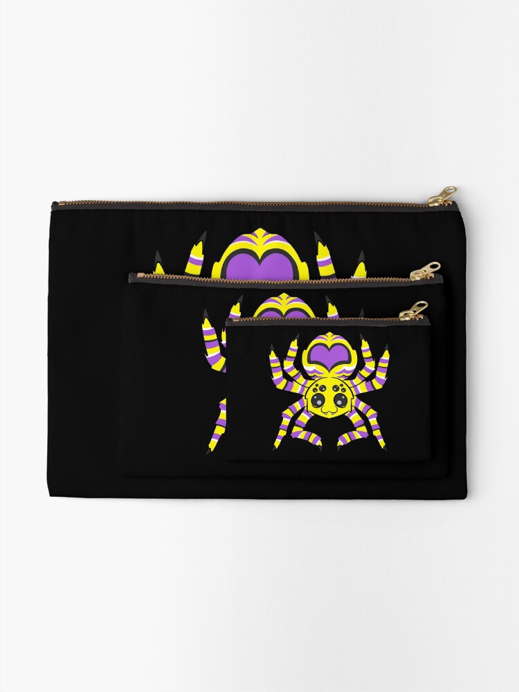 Thumbnail 2 of 4, Zipper Pouch, Nonbinary Pride Spider designed and sold by JaxSabertooth.