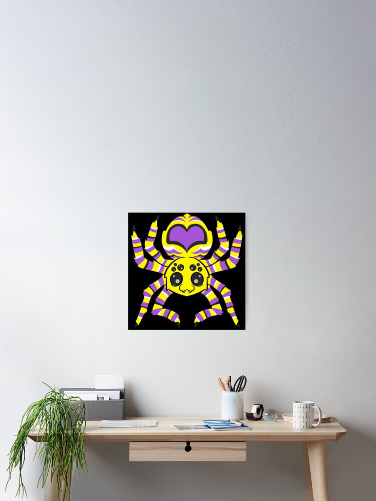 Thumbnail 2 of 3, Poster, Nonbinary Pride Spider designed and sold by JaxSabertooth.
