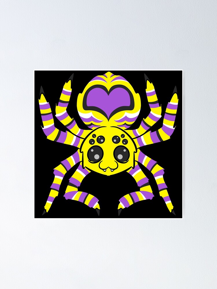 Thumbnail 1 of 3, Poster, Nonbinary Pride Spider designed and sold by JaxSabertooth.