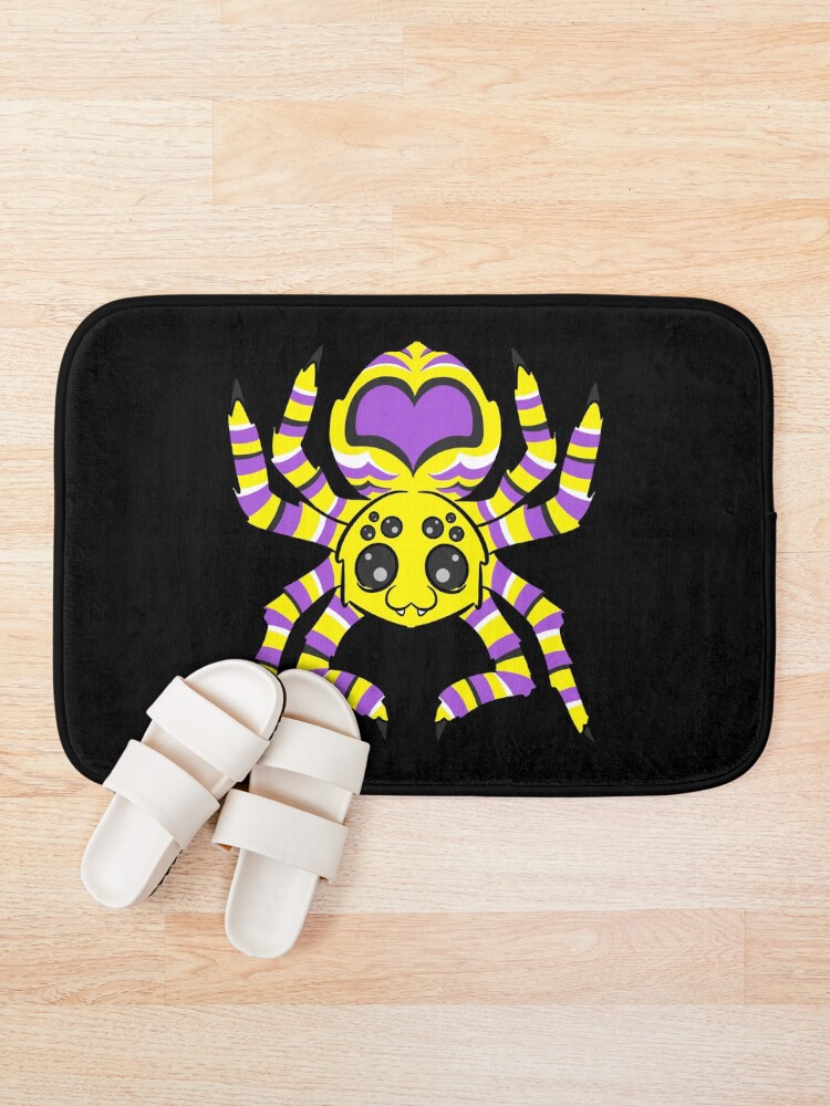 Thumbnail 1 of 6, Bath Mat, Nonbinary Pride Spider designed and sold by JaxSabertooth.