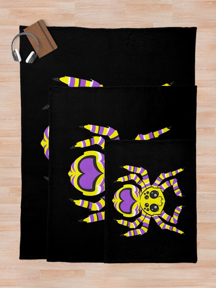 Thumbnail 5 of 6, Throw Blanket, Nonbinary Pride Spider designed and sold by JaxSabertooth.