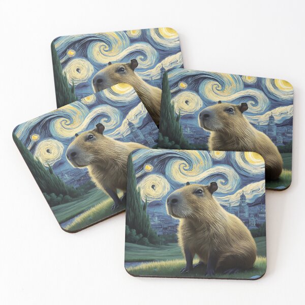 Item preview, A Capybarra under  Van Gogh's The Starry Night  designed and sold by CrazyInk23.