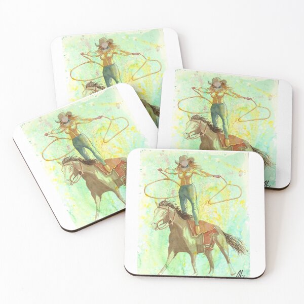 Item preview, Cowgirl trick roping while standing on a horse designed and sold by Joshua Cox.