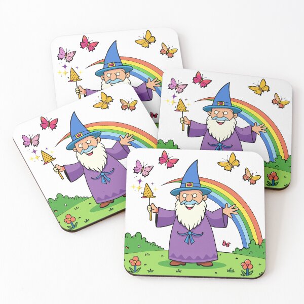 Item preview, Plump Rainbow Wizard Enchanting a Field of Butterflies designed and sold by omerfdln34.