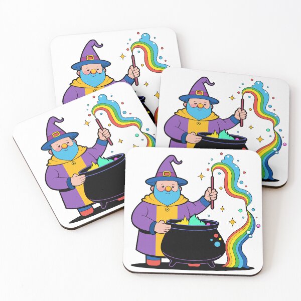 Item preview, Plump Rainbow Wizard Mixing Colorful Potions designed and sold by omerfdln34.
