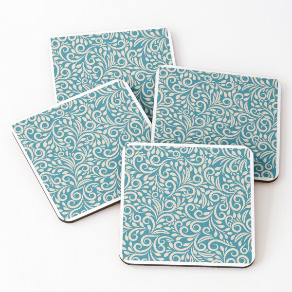 Item preview, Elegant Contour: Dark Cyan Seamless Floral Pattern designed and sold by hjian8219.