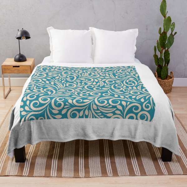 Item preview, Elegant Contour: Dark Cyan Seamless Floral Pattern designed and sold by hjian8219.