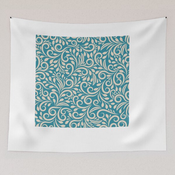 Item preview, Elegant Contour: Dark Cyan Seamless Floral Pattern designed and sold by hjian8219.