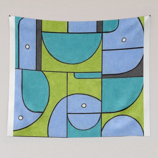 Item preview, Modern Geometric Abstract Art in Cool Tones designed and sold by TheJoeyStudio.
