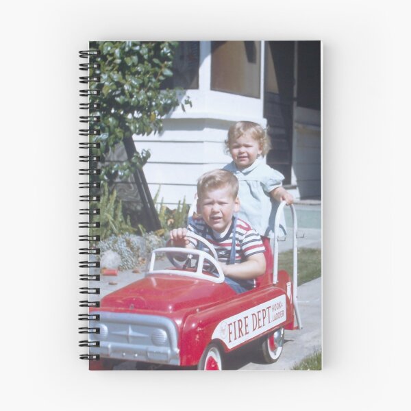 Item preview, Nostalgia : Two Youngsters Enjoying Play with a Fire Dept Pedal Car 1960 designed and sold by JoyousArt4u.