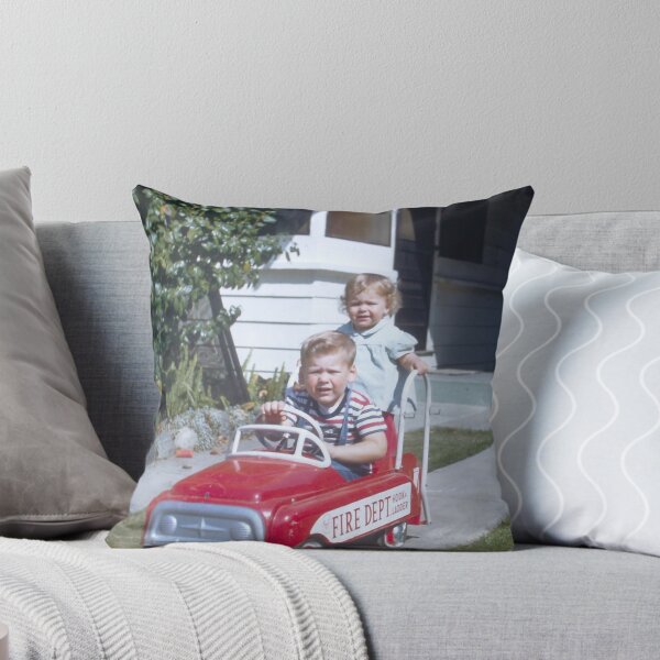 Item preview, Nostalgia : Two Youngsters Enjoying Play with a Fire Dept Pedal Car 1960 designed and sold by JoyousArt4u.