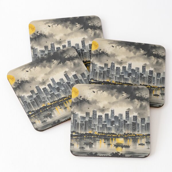 Item preview, Moonlit City: Inked Cityscape designed and sold by REALDesign-Shop.