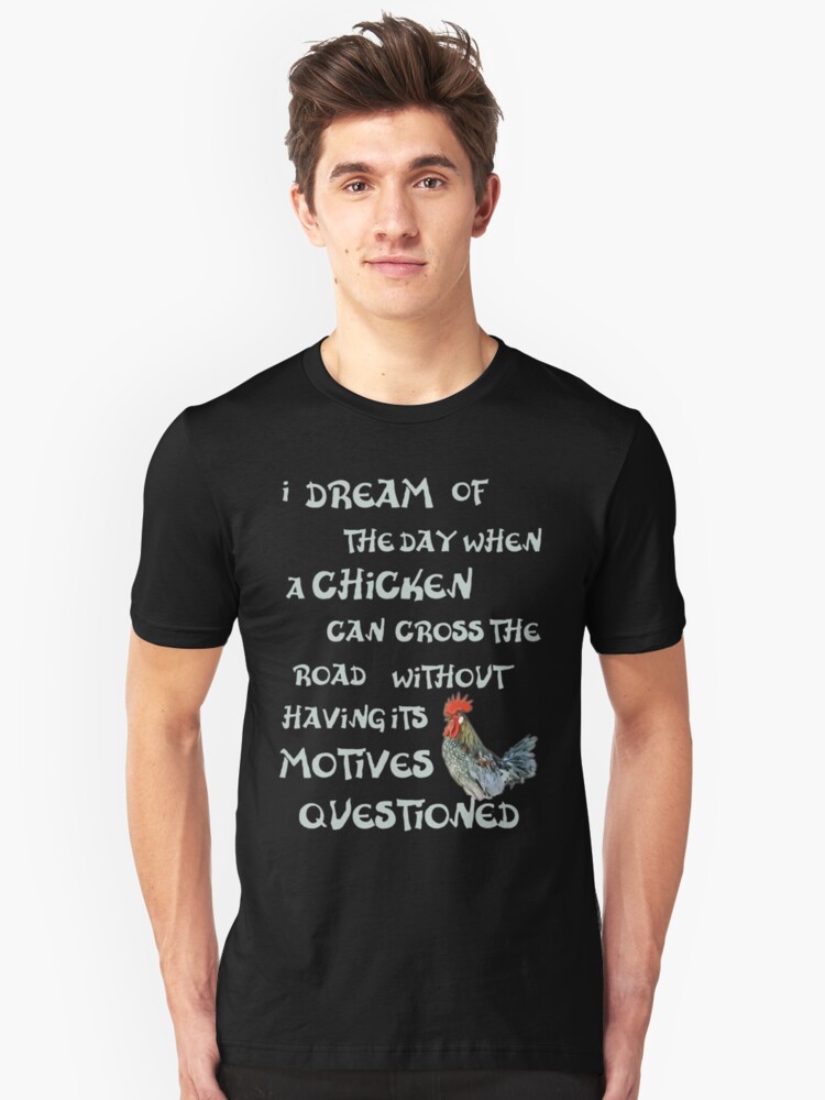 Alternate view of I dream of the day... CHICKENS (on dark) Slim Fit T-Shirt