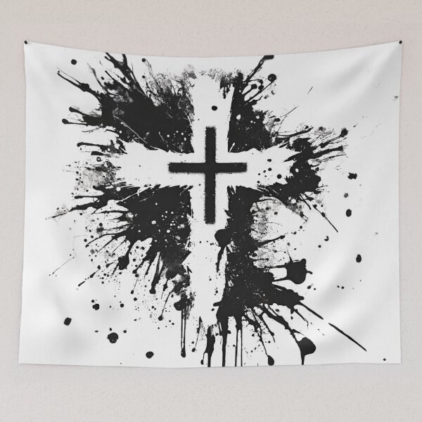 Item preview, Trendy Paint Splatter Christian Cross Design designed and sold by LionGear.