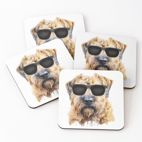 Item preview, Watercolor Soft Coated Wheaten Terrier Wearing Sunglasses designed and sold by TheAnimalZ00.