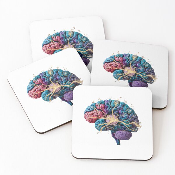 Item preview, Vibrant Brain Art - Golden Neural Brain Pathways Illustration designed and sold by WatermelonPink.