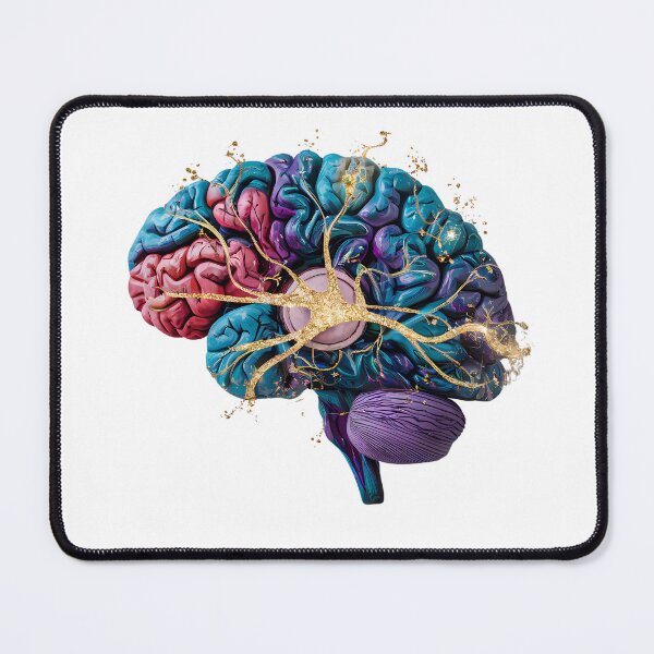 Item preview, Vibrant Brain Art - Golden Neural Brain Pathways Illustration designed and sold by WatermelonPink.