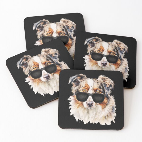 Item preview, Watercolor Australian Shepherd Wearing Sunglasses designed and sold by TheAnimalZ00.