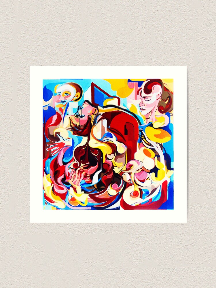 Alternate view of Expressive Abstract People Music Composition painting Art Print