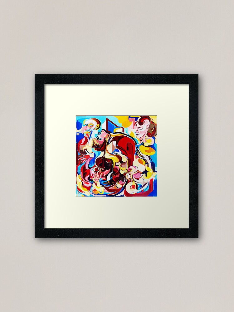 Alternate view of Expressive Abstract People Music Composition painting Framed Art Print