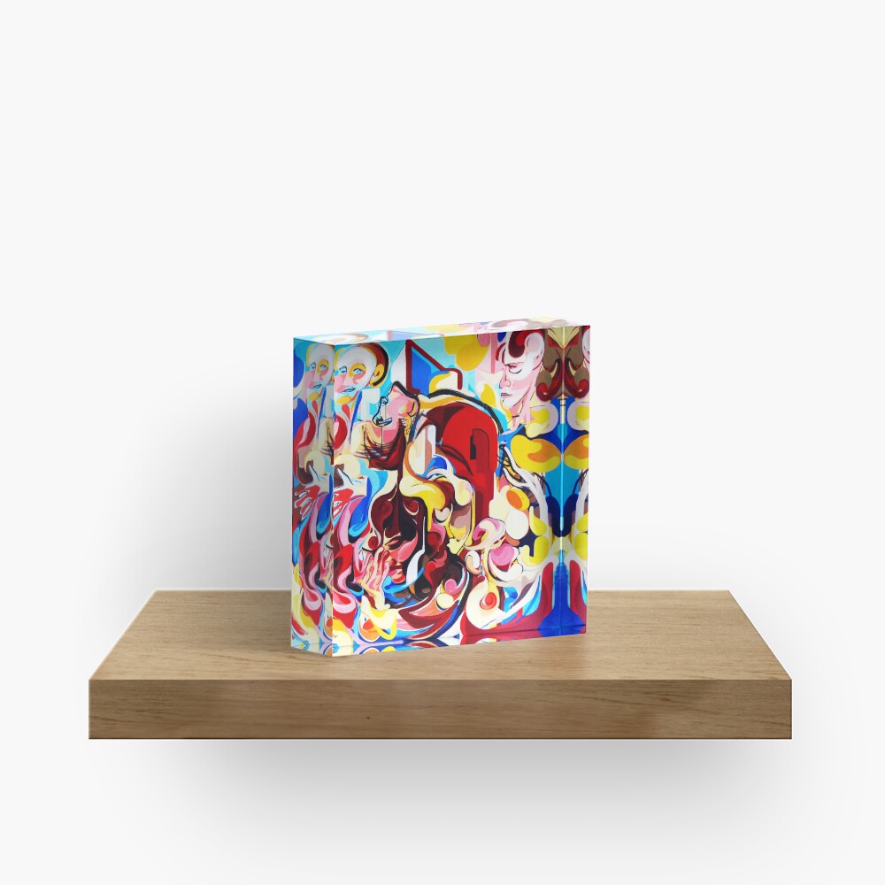 Expressive Abstract People Music Composition painting Acrylic Block
