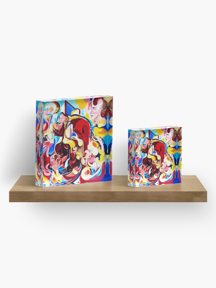 Alternate view of Expressive Abstract People Music Composition painting Acrylic Block
