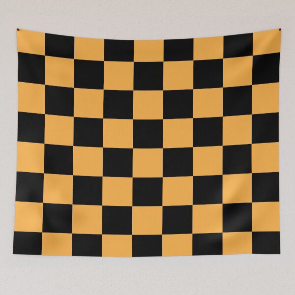Item preview, Checkered - Black and Pastel Orange designed and sold by JustPatterns2.