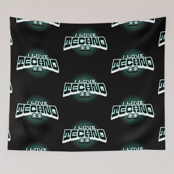 Item preview, TECHNO  - I love Asian text (teal/white)  designed and sold by Discothreadz.