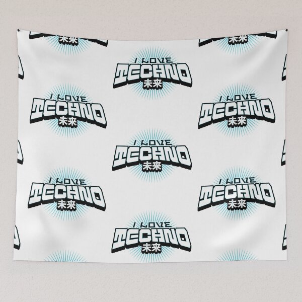 Item preview, TECHNO  - I Love Asian Text (blue/black)  designed and sold by Discothreadz.
