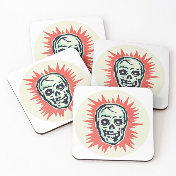 Item preview, Hand-drawn 1950s Halloween skull in color stickers and t-shirts designed and sold by PIXEL POP DESIGNS - Beyond the Norm!.