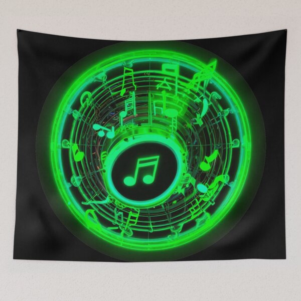Item preview, Neon green musical notes designed and sold by Artbellachi.