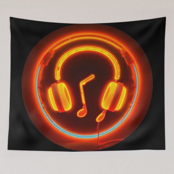 Item preview, Fluorescent orange headphones  designed and sold by Artbellachi.