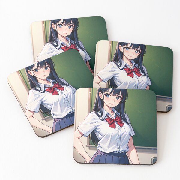 Item preview, Blue-Haired Anime Girl in School Uniform designed and sold by kenvel.