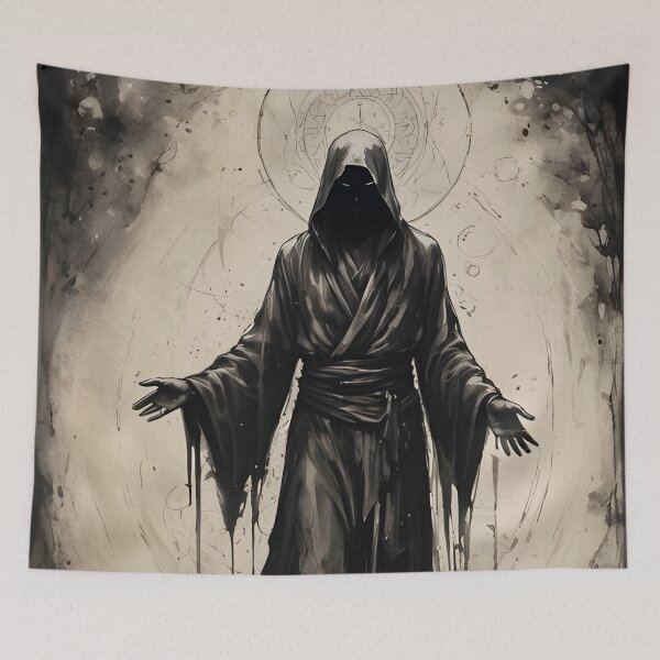 Item preview, Hooded Figure Ink Illustration designed and sold by ByteyCreatives.