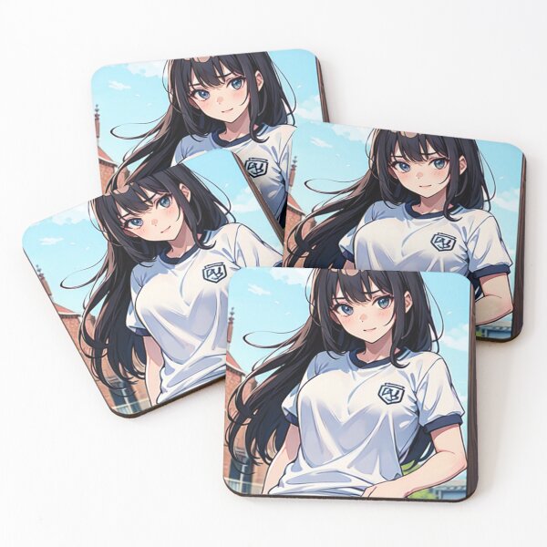 Item preview, Black-Haired Anime Girl in Gym Uniform designed and sold by kenvel.