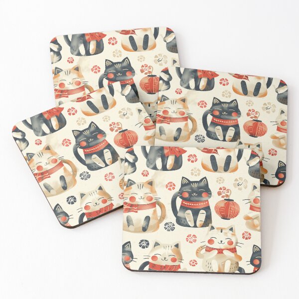 Item preview, Japanese neko cat pattern designed and sold by LittleNippon.