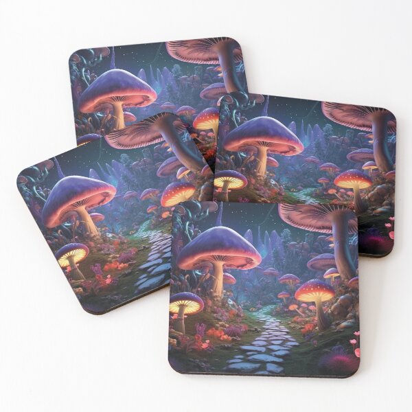 Item preview, magic mushrooms at night, surreal landscape designed and sold by Mauswohn.