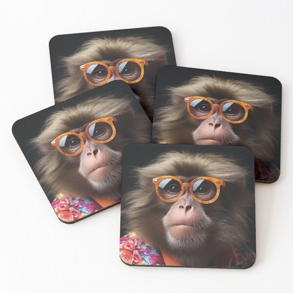 Item preview, Cool monkey with glasses, hipster designed and sold by Mauswohn.