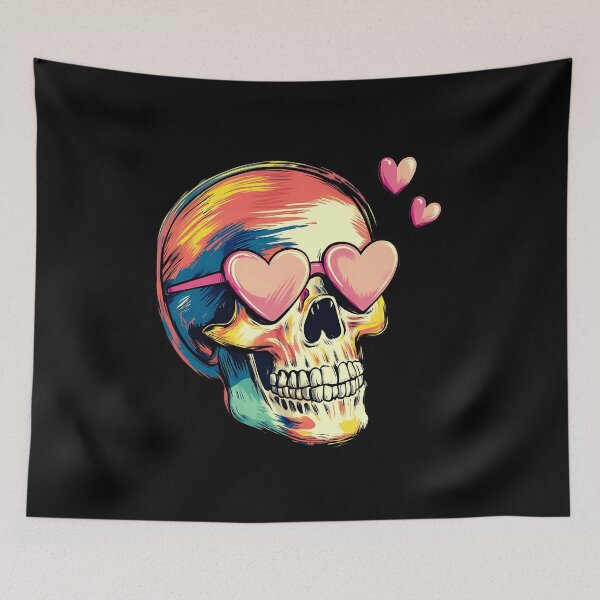 Item preview, Funny Love Struck Skull – Colorful Heart-Eyed Skeleton  designed and sold by MotivaChic.