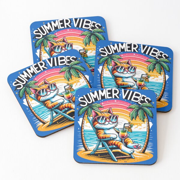 Item preview, Cool Cat Summer Vibes on Beach Chair designed and sold by ArtfulHunter.