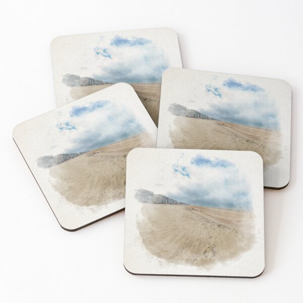Item preview, Empty beach in autumn in watercolor designed and sold by FotoMahieu.