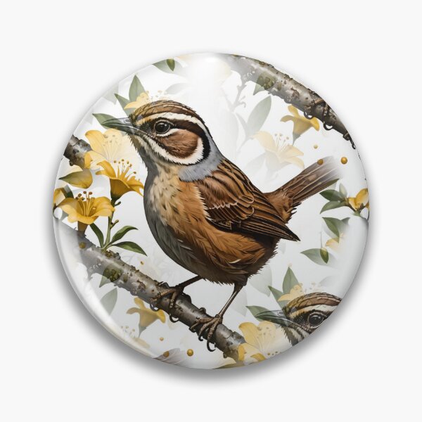 Item preview, Carolina Wren Surrounded By Yellow Jessamine Pattern designed and sold by taiche.
