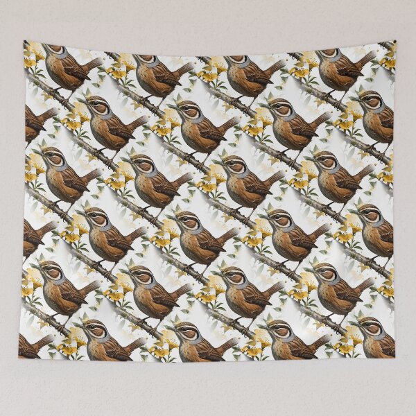 Item preview, Carolina Wren Surrounded By Yellow Jessamine Pattern designed and sold by taiche.