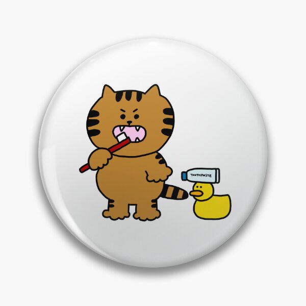 Item preview, a Cat and a Duck brushing teeth designed and sold by superbaechoo.