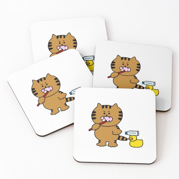 Item preview, a Cat and a Duck brushing teeth designed and sold by superbaechoo.